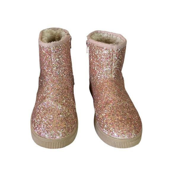Cat & Jack Boots Girls Size 4 Ankle Gold Glitter - Picture 16 of 16
